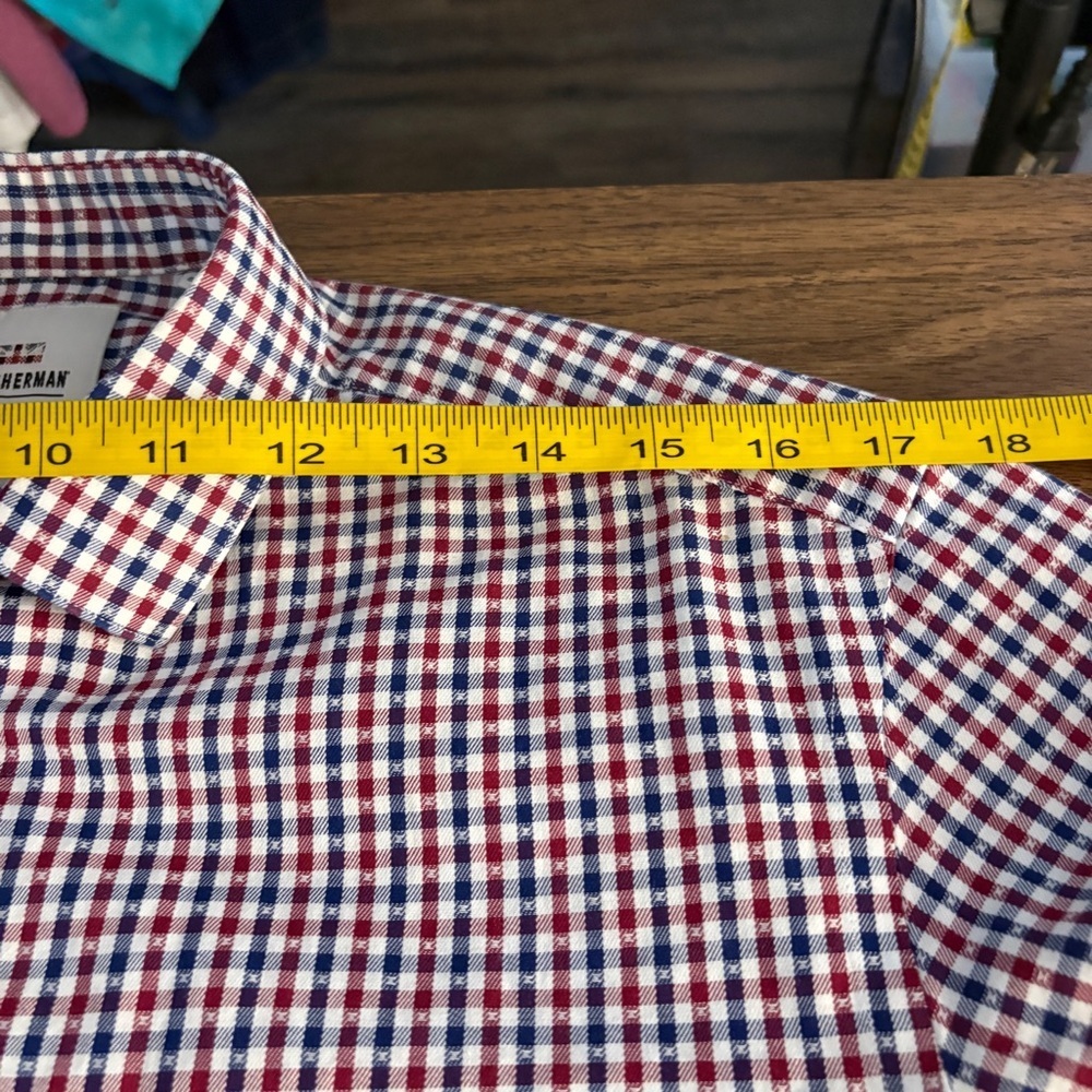 ❤️Ben Sherman Red Blue Gingham Plaid Button Down Shirt S - Picture 6 of 8